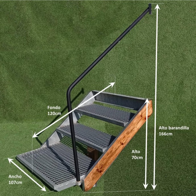 Escalera de mobilhome con barandilla para montaña - MundoMobilHome