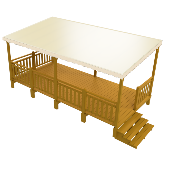 Terraza mobil home en kit con cubierta toldo - MundoMobilHome